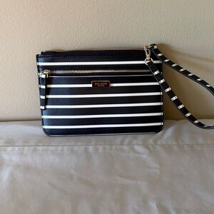 Kate Spade Shore Street Sailing Stripe Black and White Striped Wristlet